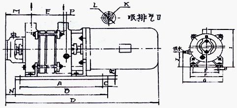 2SK-0.4、2SK-0.8兩級不環真空泵外形及安裝尺寸