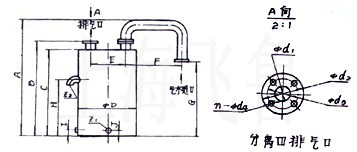 2SK-6P1、2SK-12P1、2SK-20P1、2SK-30P1配氣水分離器外形及安裝尺寸